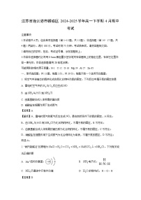 江苏省连云港市赣榆区2024-2025学年高一下学期4月期中考试 化学试卷（解析版）