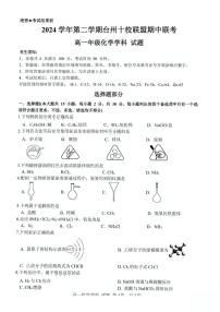 浙江省台州市十校联盟2024-2025学年高一下学期4月期中考试 化学 PDF版含答案