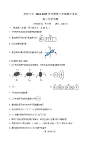 安徽省安庆市第二中学2024-2025学年高二下学期期中考试化学试题（Word版附解析）