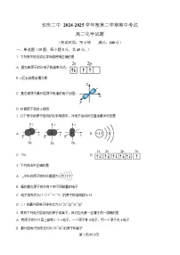 安徽省安庆市第二中学2024-2025学年高二下学期期中考试化学试题（Word版附解析）