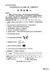 山东省实验中学2025届高三下学期5月第一次模拟考试化学试卷（PDF版附答案）