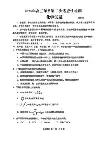 2025届山东省青岛市、淄博市高三下学期5月第二次适应性检测化学含答案解析