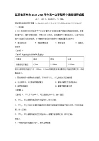 江苏省苏州市2024-2025学年高一上学期期中摸底调研化学试题（解析版）