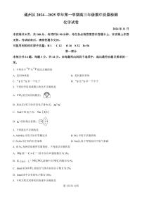 北京市通州区2025届高三上学期11月期中质量检测化学试卷（含答案）
