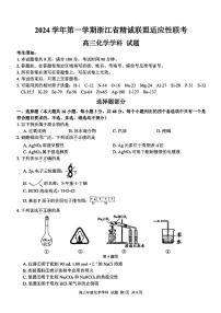 浙江省2025届高三12月适应性联考 化学试卷（含答案）
