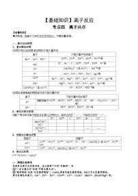 高考化学一轮复习基础知识讲义专题三 化学基本概念考点四 离子共存（2份，原卷版+解析版）