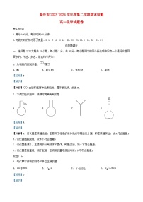 浙江省嘉兴市2023_2024学年高一化学下学期6月期末考试试题含解析