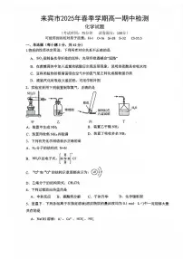 广西壮族自治区来宾市2024-2025学年高一下学期5月期中检测化学试卷含答案