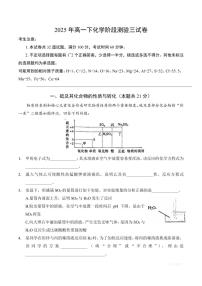 【2025上海高中化学】2025年上海复旦附中高一下学期5月阶段测试三化学试题与答案