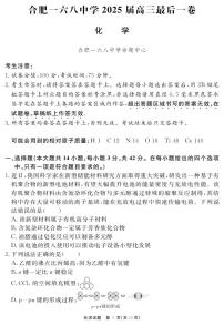 合肥一六八中学2025届高三最后一卷 化学试题