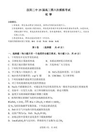 辽宁省沈阳二中2025届高三第六次模拟考试化学试题（PDF版，含答案）