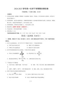 2025年高一下学期化学期末模拟卷（新高考“15+4”，人教版2019必修二）