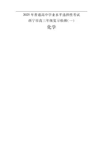 2025届青海省西宁市高三下学期高考一模 化学试卷含答案