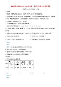 湖南省部分学校2024_2025学年高一化学上学期10月联考试卷含解析