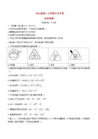 湖北省2024_2025学年高一化学上学期9月月考试题