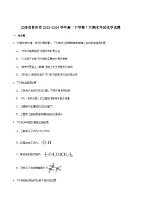 云南省普洱市2023-2024学年高一下学期7月期末化学试卷含答案