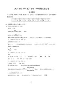 化学-2025年高一下学期期末模拟卷（考试版）【测试范围：全册】（人教版2019必修第二册）试题及答案