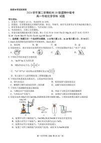 浙江省杭州市S9联盟2024-2025学年高一下学期4月期中化学试卷（图片版，含答案）含答案解析