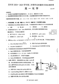 江苏省苏州市2024-2025学年高一下学期期末测试化学试卷