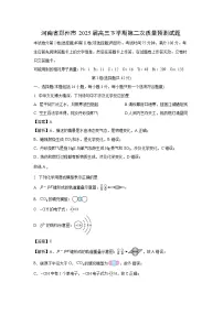 河南省郑州市2025届高三下第二次质量预测化学试卷（解析版）