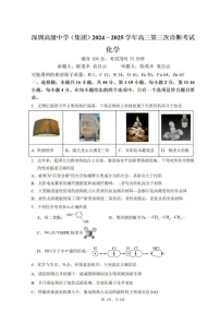 深圳高级中学（集团）2025届高三第三次诊断考化学试题（含答案）