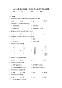 2025年湖南省普通高中学业水平合格性考试化学试题（附答案解析）