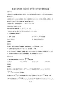 黑龙江省鸡西市2024~2025学年高二化学上学期期中试卷（附解析）