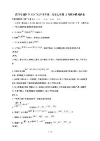 四川省德阳市2024~2025学年高二化学上学期12月期中检测试卷（附解析）