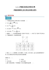 化学必修 第一册物质及其反应的分类精品课堂检测