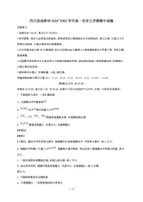 四川省成都市2024~2025学年高一化学上学期期中试题