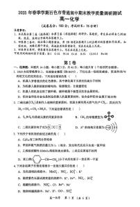 广西壮族自治区百色市2024-2025学年高一下学期7月期末考试化学试卷（PDF版附解析）