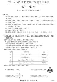 甘肃省多校2024-2025学年高一下学期期末考试化学试题（PDF版附解析）
