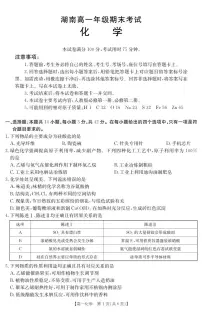 化学-湖南省耒阳市2024-2025学年高一年级下学期7月期末考试试题和答案