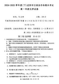 辽宁省沈阳市五校协作体2024-2025学年高一下学期期末考试化学试题（PDF版附答案）