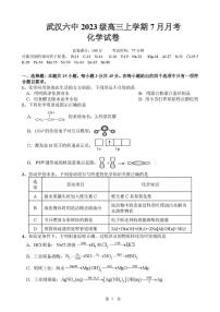 湖北省武汉市第六中学2025-2026学年高三上学期7月月考化学试卷（PDF版附答案）