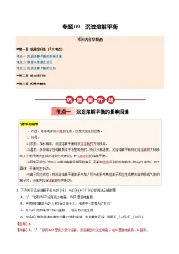 【暑假培优练】专题09 沉淀溶解平衡-2025年高二化学暑假衔接讲练 (人教版)（含答案）
