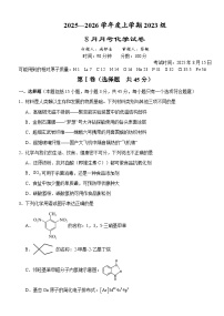 湖北省荆州市沙市中学2025-2026学年高三上学期8月月考化学试卷（Word版附解析）