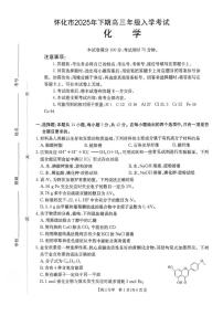 湖南省怀化市2026届高三上学期入学考试化学试题（含答案）