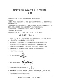 2025届陕西省宝鸡中学高三下学期10月考试-化学试卷（学生版）