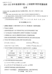 河南省信阳市2024-2025学年高一上学期期中考试+化学试卷