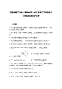 云南省丽江市第一高级中学2025届高三下学期第三次模拟测试化学试卷（含答案解析）