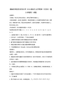 湖南省名校联考联合体2026届高三上学期第一次联考（暨入学检测）化学试题（解析版）