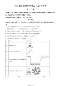 2025北京中关村中学高三（上）开学考化学   有答案