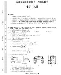 浙江省强基联盟2024-2025学年高二下学期4月期中联考化学试题（含解析）