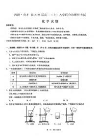 重庆西南大学附中&育才中学2026届高三上学期9月入学联合诊断化学试题+答案