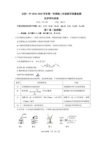 安徽省合肥市第一中学2024-2025学年高三上学期期中教学质量化学试卷+答案