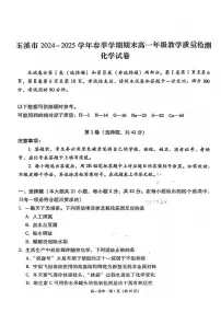 云南省玉溪市2024_2025学年高一化学下学期期末考试pdf含解析