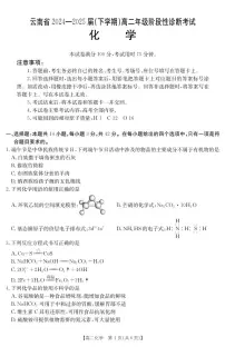 云南省2024-2025届（下学期）高二年级阶段性诊断考试化学试卷+答案