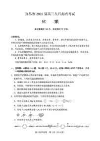 湖北宜昌2026届高三上学期9月起点考试化学试题+答案