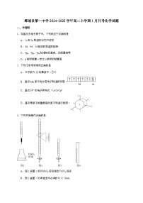 山东鄄城县第一中学2024~2025学年高二上学期1月月考化学试题（含答案）